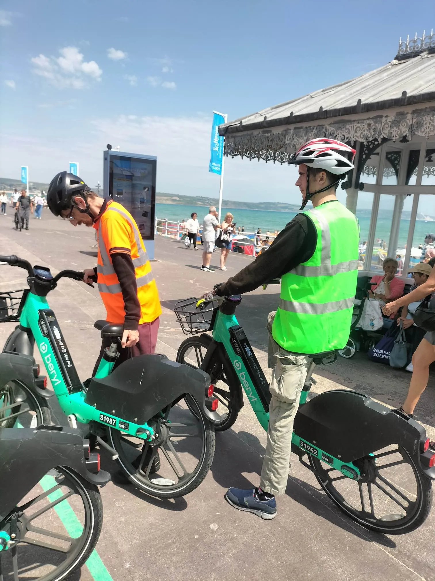 Learners on a bike ride at the beach